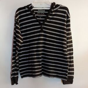 𝅺SMOKE Rise Territory Released Hoodie Shirt Large Black and White Stripes